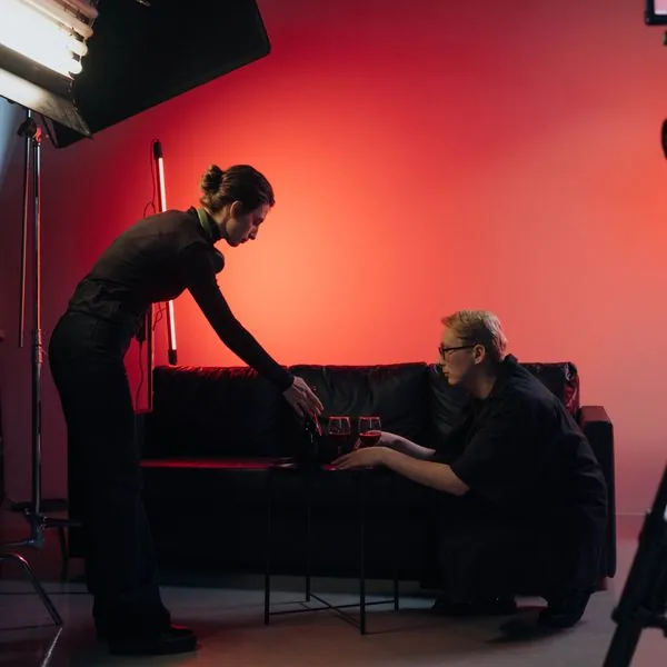 Film Crew am Set — Licht und Kamera